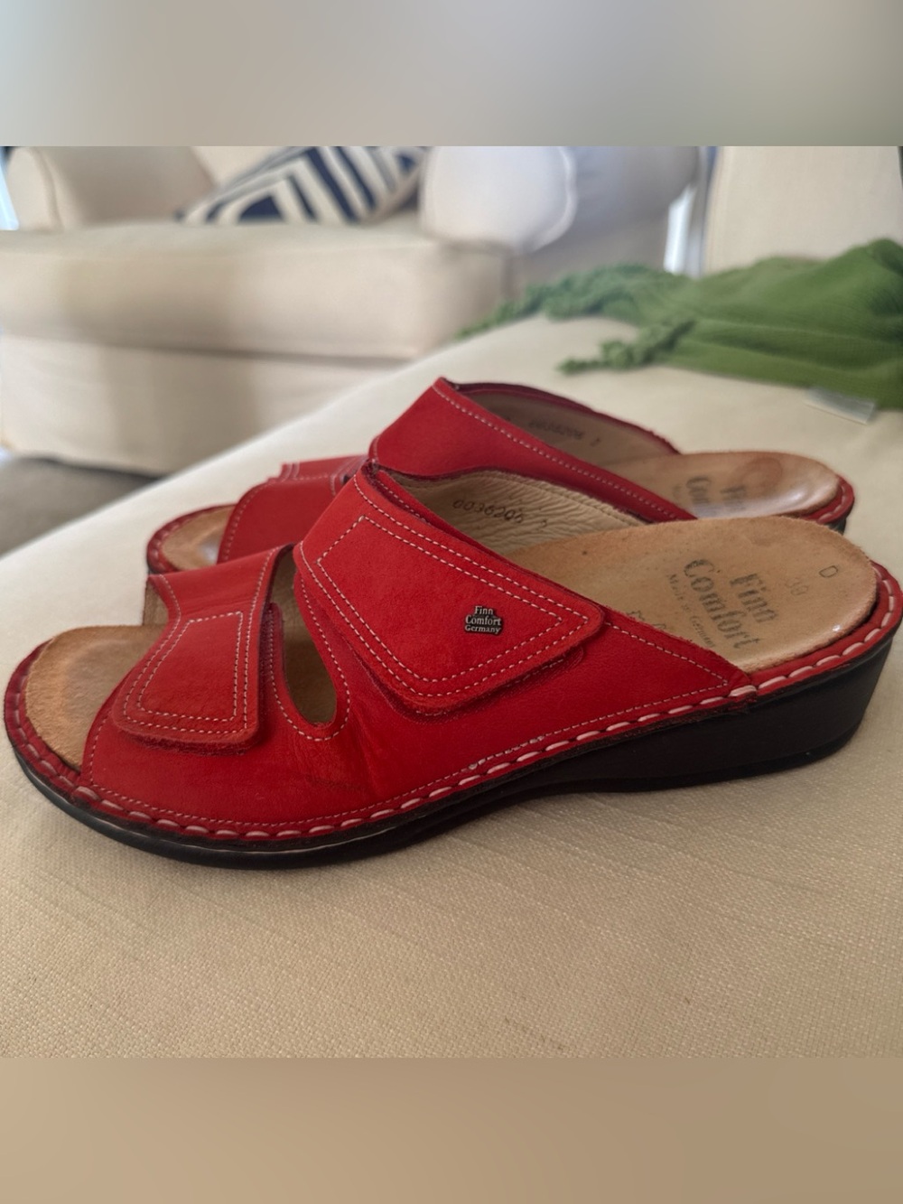 Finn Comfort Women’s EU 39 Red Leather Comfort Sandals D Width Germany 8.5 US
